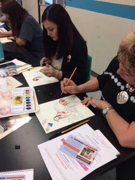 teachers painting with watercolors