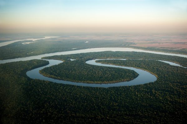 aerial photo of river channel, by Rory Doyle