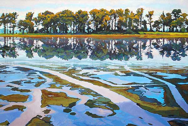 Flooded field painting by Charlie Buckley of Tupelo, Mississippi