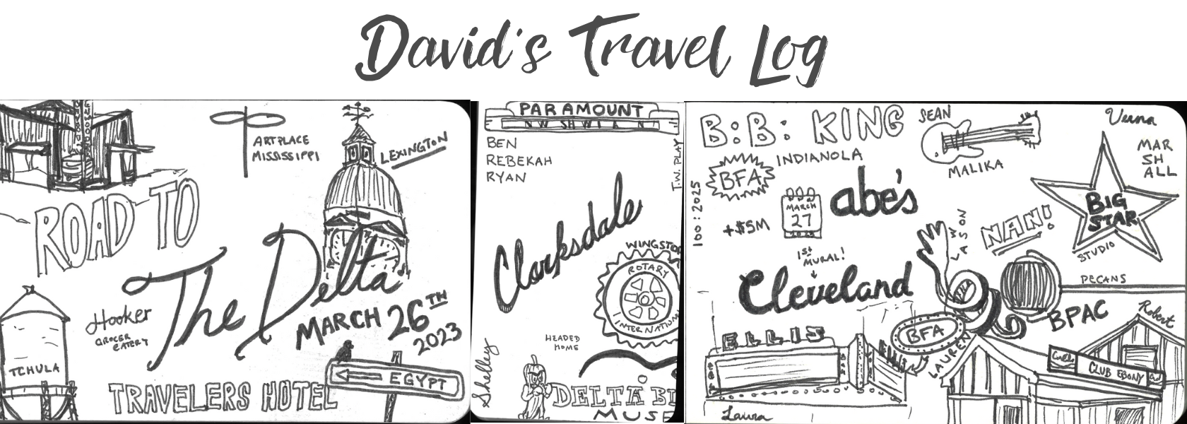 David's Travel Log doodles