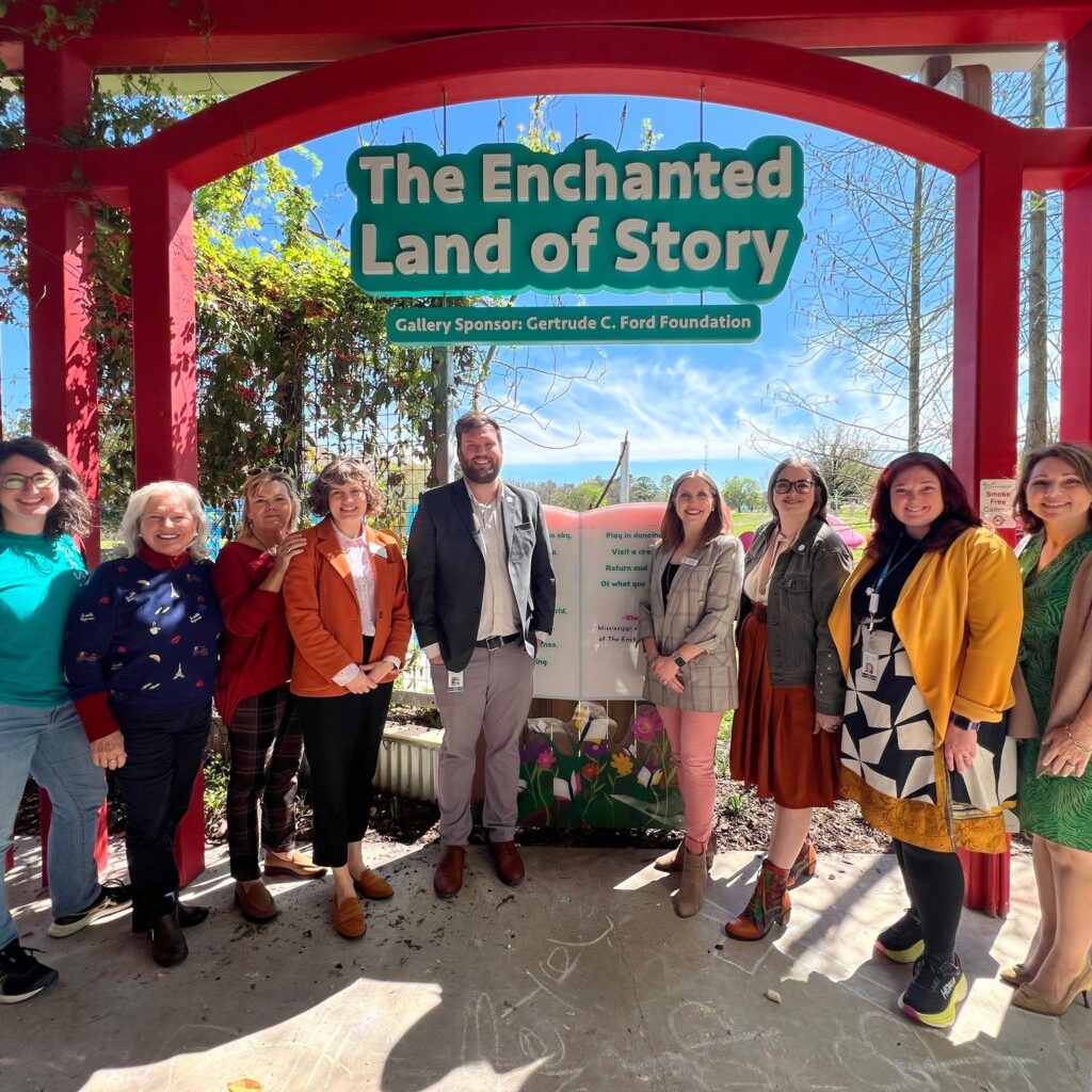 MAC staff, MAC Board members, and Mississippi Children's Museum staff tour of the Children's Museum Literacy Garden